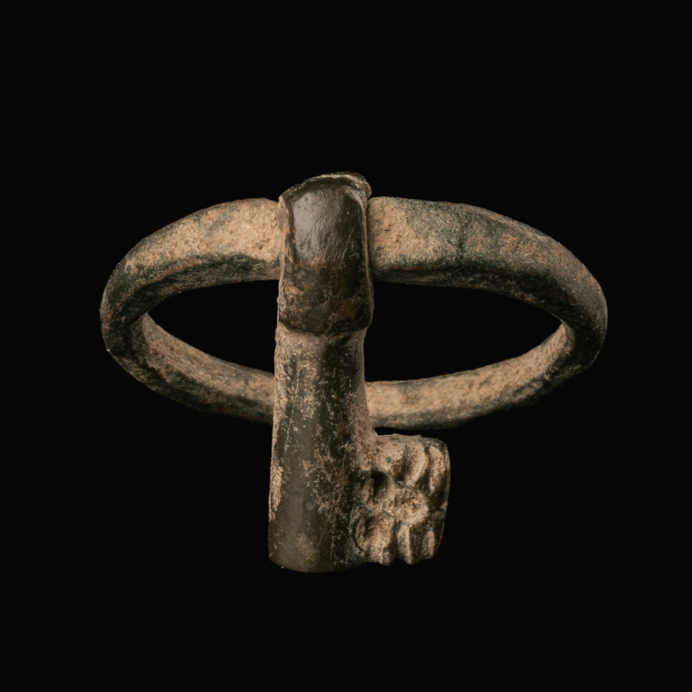 Roman Bronze Ring Key with Fully Rotating Mechanism