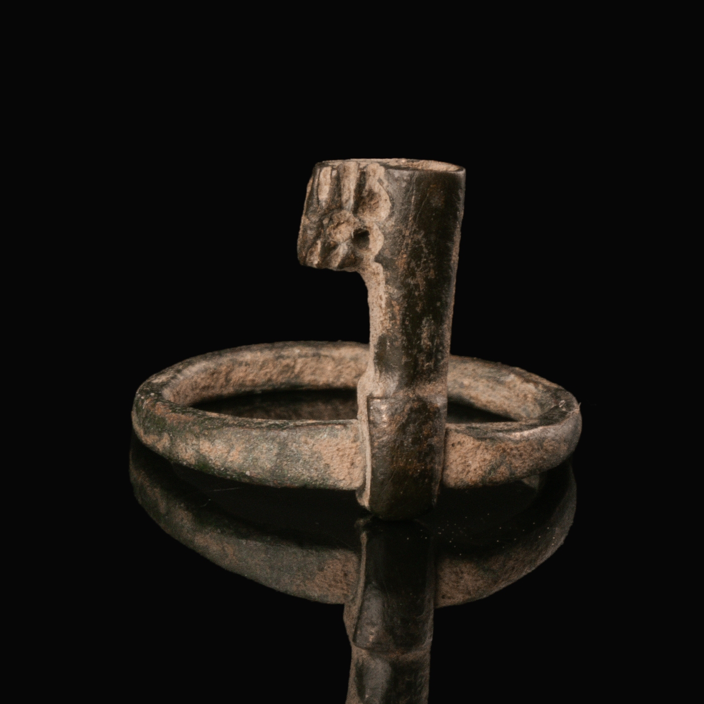 Roman Bronze Ring Key with Fully Rotating Mechanism