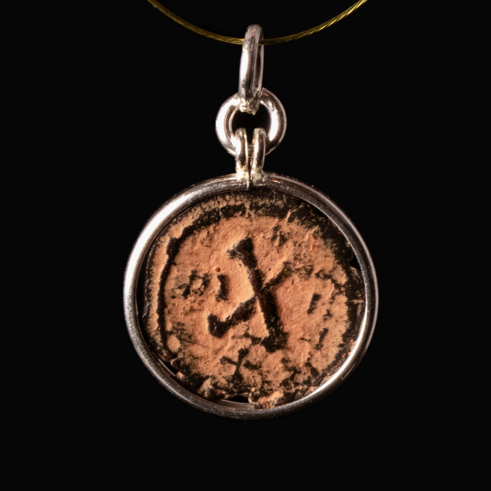 Silver pendant with Byzantine coin Focas & Leontia