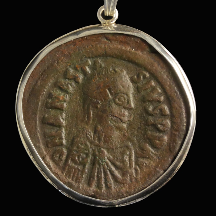 Silver pendant with Byzantine coin of Anastasius I