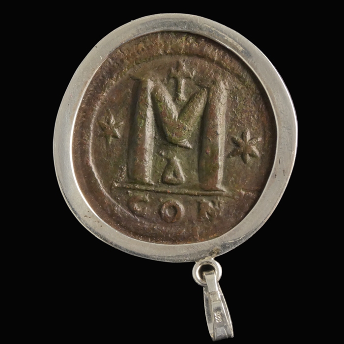 Silver pendant with Byzantine coin of Anastasius I