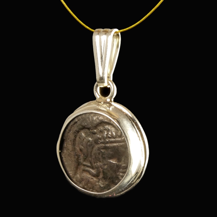 Silver pendant with Greek coin, Macedonia, Pella