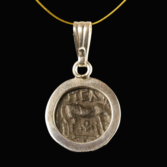 Silver pendant with Greek coin, Macedonia, Pella