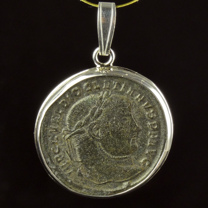 Silver pendant with Roman coin of Diocletian