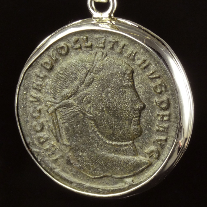 Silver pendant with Roman coin of Diocletian