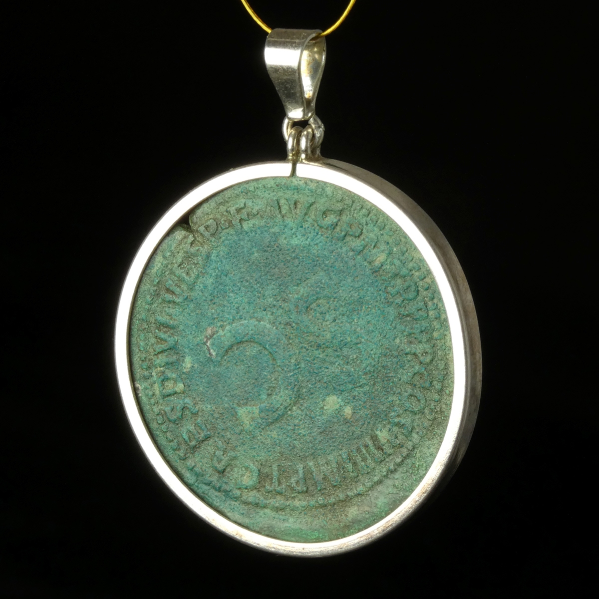 Silver Pendant with Roman Coin of Divus Vespasian - Elephant Quadriga