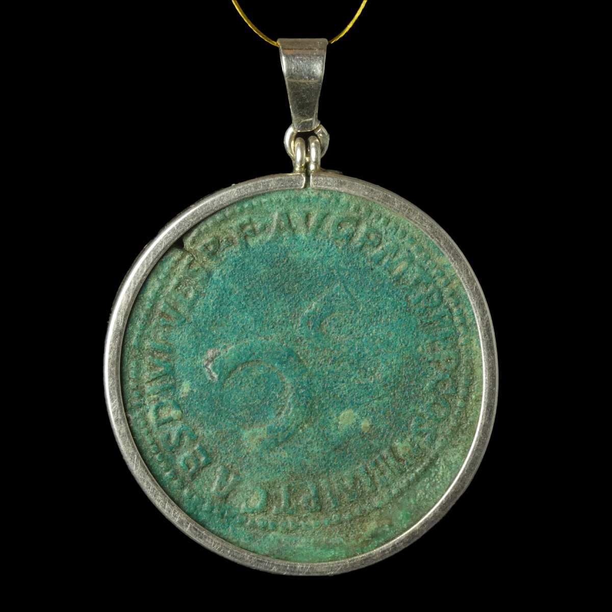 Silver Pendant with Roman Coin of Divus Vespasian - Elephant Quadriga