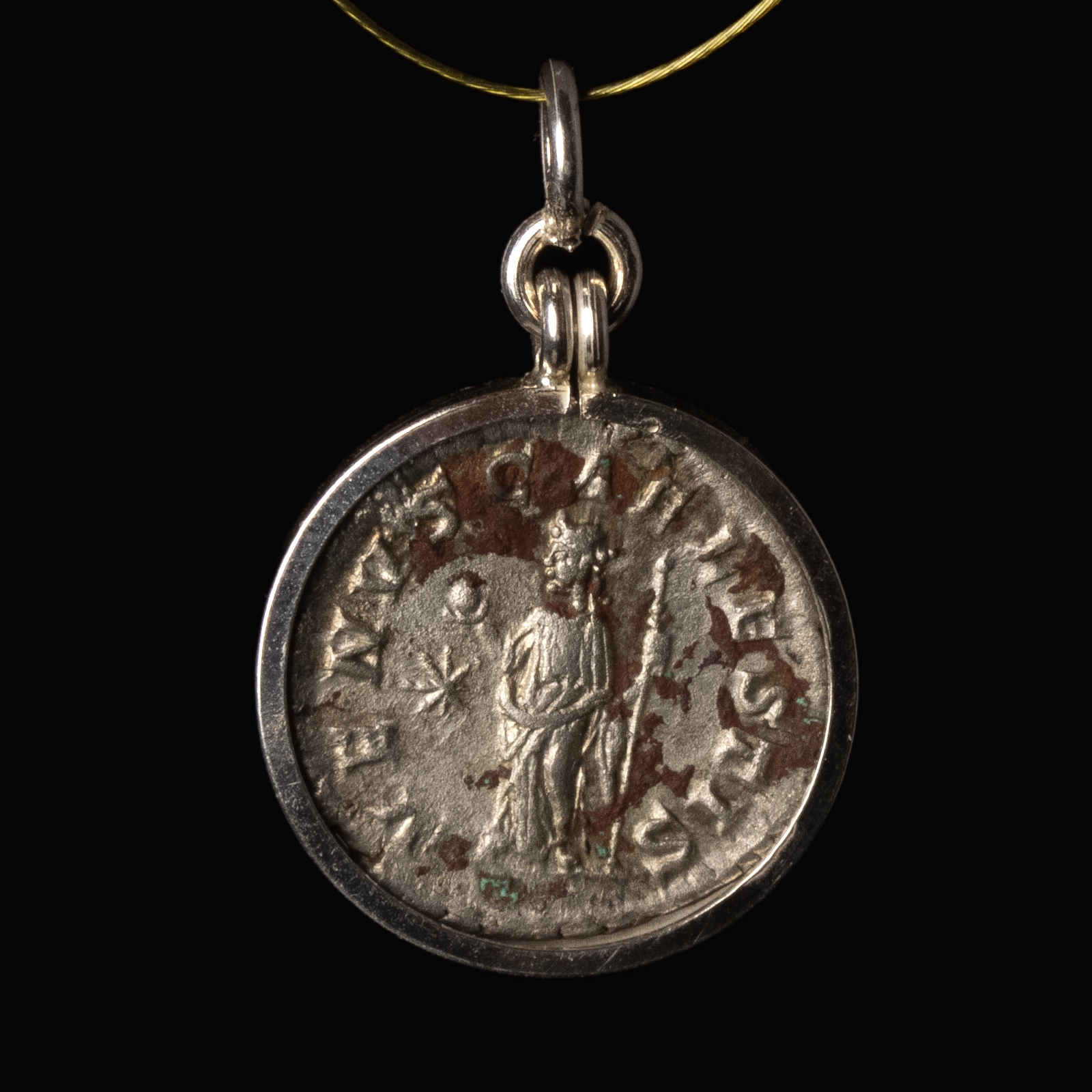 Silver pendant with Roman coin of Empress Julia Soaemias, mother of Elagabalus