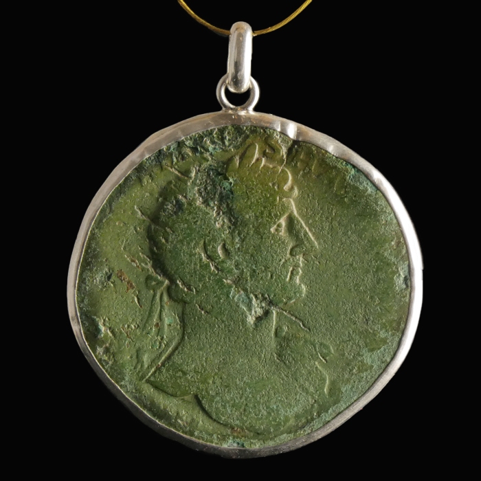 Silver pendant with Roman coin of Hadrian