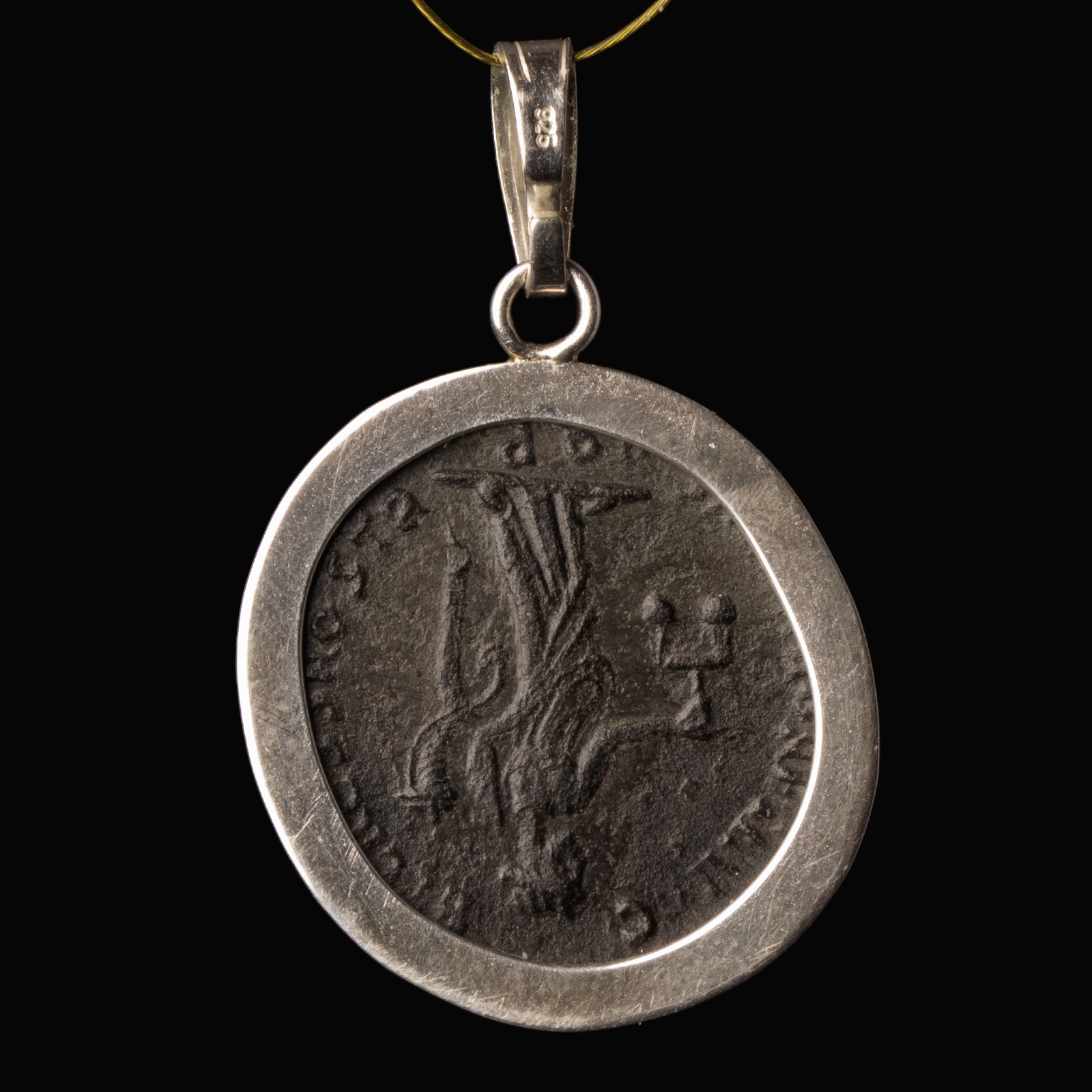Silver pendant with Roman coin of Maximianus AE Follis, struck Aquileia