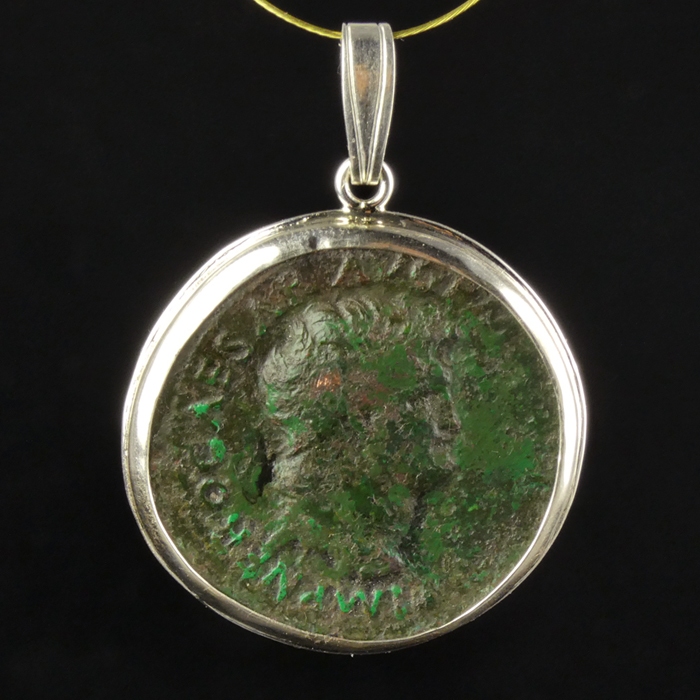 Silver Pendant with Roman Coin of Nero - Victory Reverse