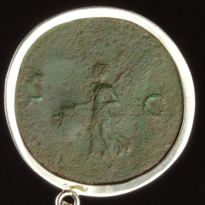 Silver Pendant with Roman Coin of Nero - Victory Reverse