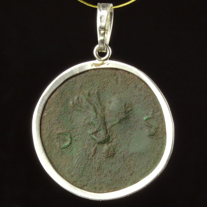 Silver Pendant with Roman Coin of Nero - Victory Reverse