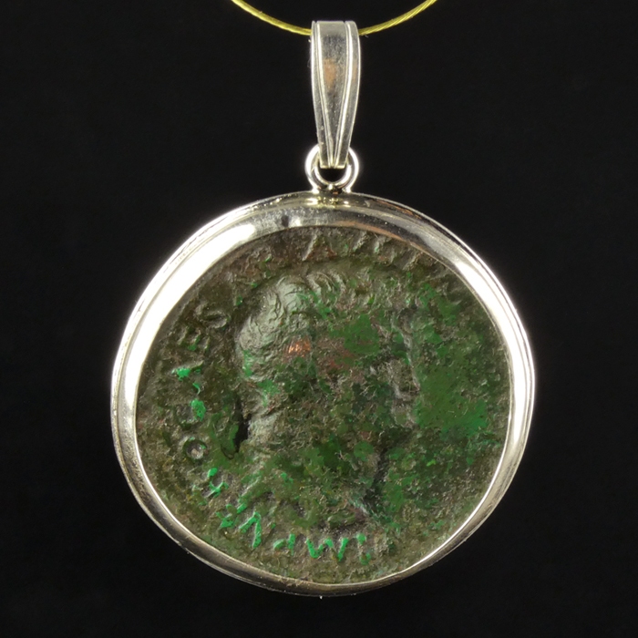 Silver pendant with Roman coin of Nero