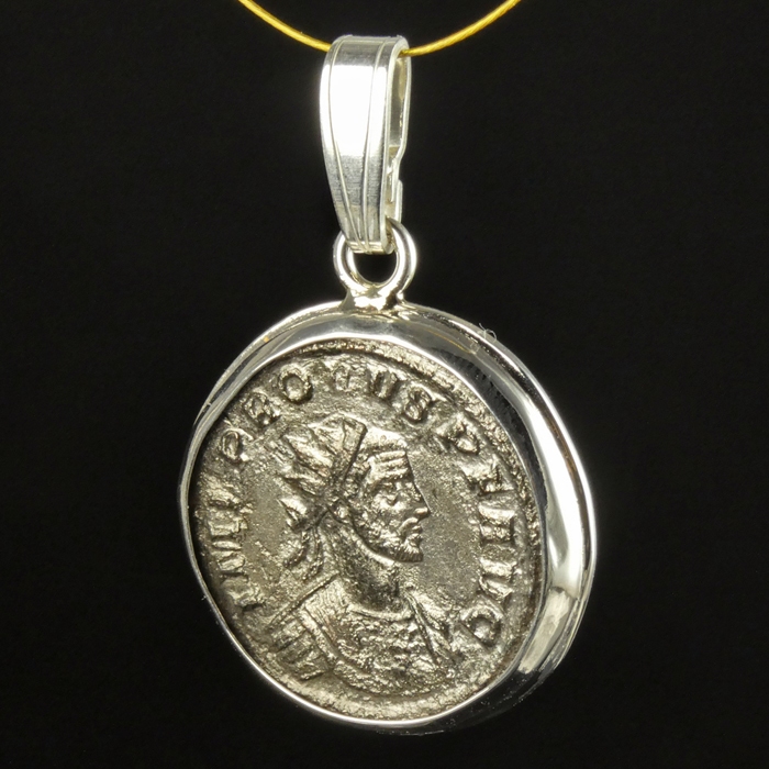 Silver Pendant with Roman Coin of Probus – Sol in Quadriga, Rare Bust Variant
