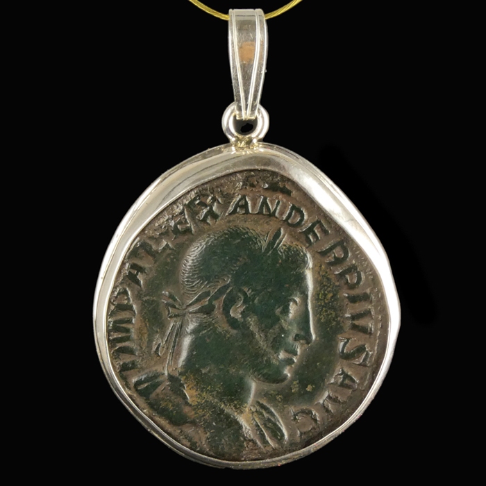 Silver pendant with Roman coin of Severus Alexander