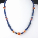 Necklace with Roman blue glass, carnelian, lapis beads