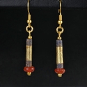 Earrings with Egyptian gold wrapped lapis, carnelian beads