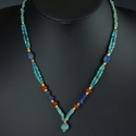 Necklace with Roman turquoise glass, carnelian, lapis lazuli