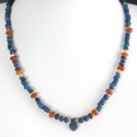Necklace with Roman blue glass, carnelian, lapis beads