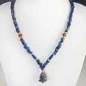 Necklace with Roman blue glass, carnelian, lapis beads