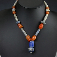 Necklace with ancient lapis lazuli and carnelian beads