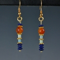 Earrings with Egyptian faience, lapis and carnelian beads
