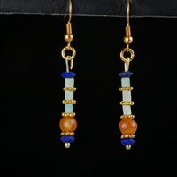 Earrings with Egyptian faience, lapis and carnelian beads