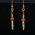 Earrings with Egyptian faience, carnelian, glass beads