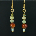 Earrings with Egyptian faience and carnelian beads