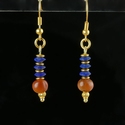 Earrings with Egyptian lapis lazuli and carnelian beads