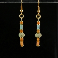 Earrings with Egyptian faience and coral beads