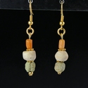 Earrings with Egyptian faience, shell and coral beads