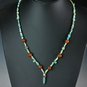 Necklace with Egyptian turquoise and carnelian beads