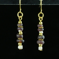 Earrings with Roman purple glass and shell beads