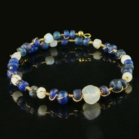 Bracelet with Roman wire-wrapped blue and white glass beads