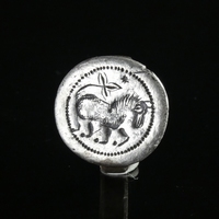Medieval silver seal ring with a horse
