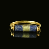 Ring with Egyptian gold-wrapped Lapis Lazuli bead