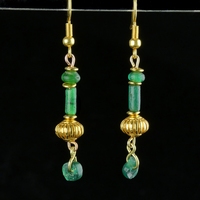 Earrings with Roman green glass beads