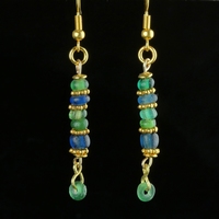 Earrings with Roman green and blue glass beads