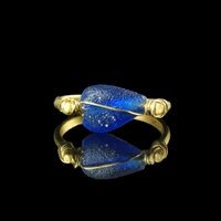 Ring with Roman wire-wrapped blue glass bead