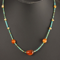 Necklace with Egyptian faience and carnelian beads