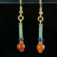 Earrings with Egyptian faience, carnelian and Lapis beads