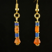 Earrings with Egyptian Lapis Lazuli and carnelian beads