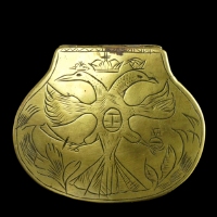 Antique brass tobacco or snuffbox with double-headed Eagle