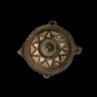 Ancient Roman bronze enamelled Tutulus Fibula