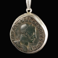 Silver pendant with Roman coin of Severus Alexander