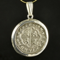 Silver pendant with Spanish 2 Reales coin