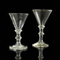 England, pair of small Georgian antique wine glasses