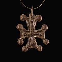 Byzantine bronze cross pendant